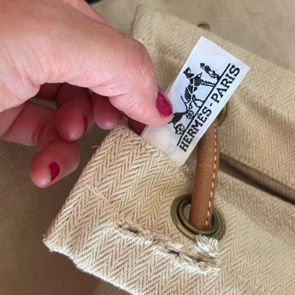 HERMES SELLIER vintage 1970s feed bag canvas purse - Picture 7 of 15